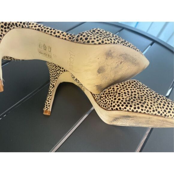 JCrew Calf Hair Leopard Print Kitten Heels Pumps Size 8 High Heels - Picture 9 of 13